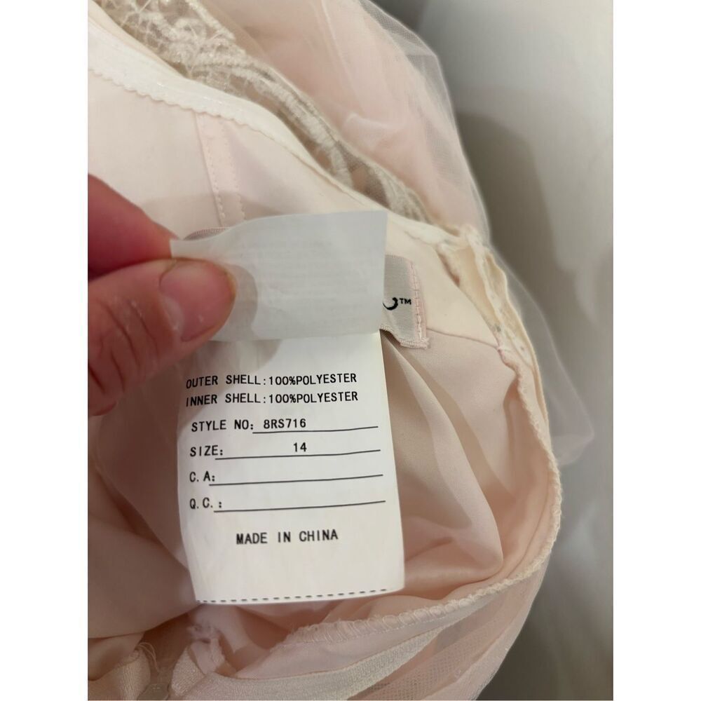 Rebecca Ingram Women's Amanda Lace Tulle Wedding Dress Ivory Blush Pink Size 14 - Picture 11 of 11